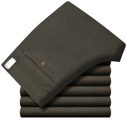 Autumn Winter Men Thicken Cotton Warm Pants Male Cotton Baggy Long Trousers Business Straight Black Casual Pants middle-aged