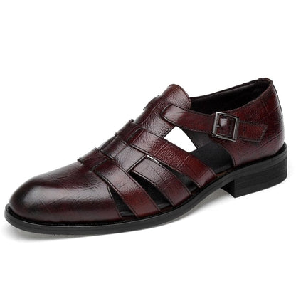 Italian style Fashion Genuine leather sandals for men Business Dress sandals Handmade Leather shoes men sandalias Big Size 35-47