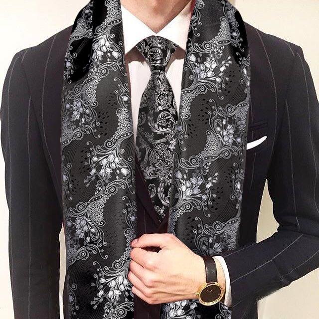 New Fashion Men Scarf Green Jacquard Paisley 100% Silk Scarf Tie Autumn Winter Casual Business Suit Shirt Scarf Set Barry.Wang