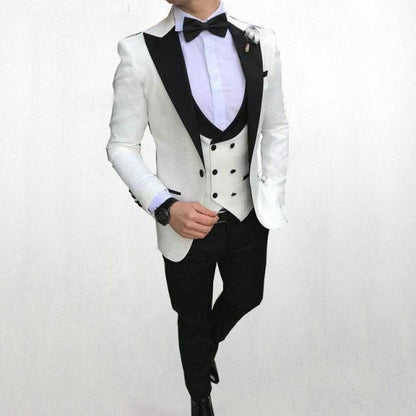 2020 Men's Suit Fashion Formal Business Slim Fit 3-Pieces White Blazers Burgundy Pant Men's Tuxedo Wedding Men Suits Groom Suit