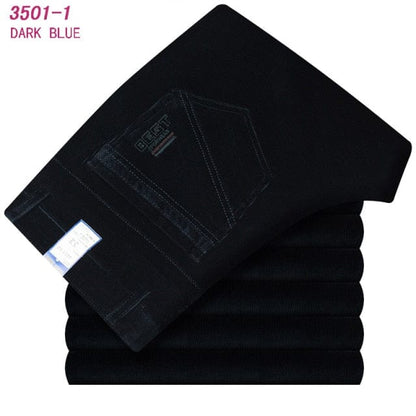 Autumn Winter Velvet Corduroy Pants Men Business Casual Pants Loose Elastic Middle-aged Straight Fleece Thick Corduroy Trousers