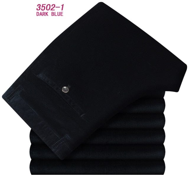 Toamnă iarnă Pantaloni din catifea din catifea pentru bărbați Pantaloni casual de afaceri largi, elastici, de vârstă mijlocie, drepti, din lână, pantaloni gros din catifea