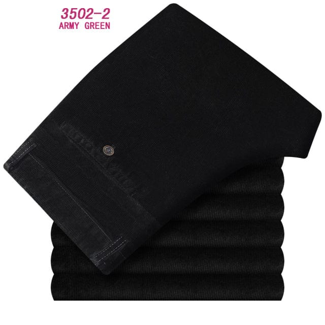 Toamnă iarnă Pantaloni din catifea din catifea pentru bărbați Pantaloni casual de afaceri largi, elastici, de vârstă mijlocie, drepti, din lână, pantaloni gros din catifea