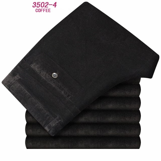 Toamnă iarnă Pantaloni din catifea din catifea pentru bărbați Pantaloni casual de afaceri largi, elastici, de vârstă mijlocie, drepti, din lână, pantaloni gros din catifea