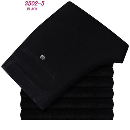 Autumn Winter Velvet Corduroy Pants Men Business Casual Pants Loose Elastic Middle-aged Straight Fleece Thick Corduroy Trousers