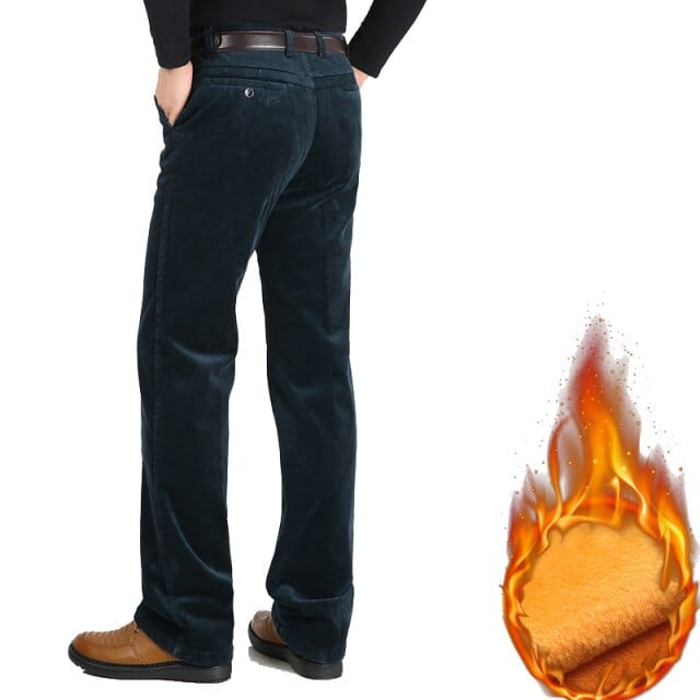 Toamnă iarnă Pantaloni din catifea din catifea pentru bărbați Pantaloni casual de afaceri largi, elastici, de vârstă mijlocie, drepti, din lână, pantaloni gros din catifea