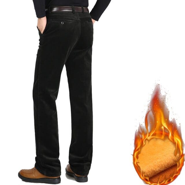 Toamnă iarnă Pantaloni din catifea din catifea pentru bărbați Pantaloni casual de afaceri largi, elastici, de vârstă mijlocie, drepti, din lână, pantaloni gros din catifea