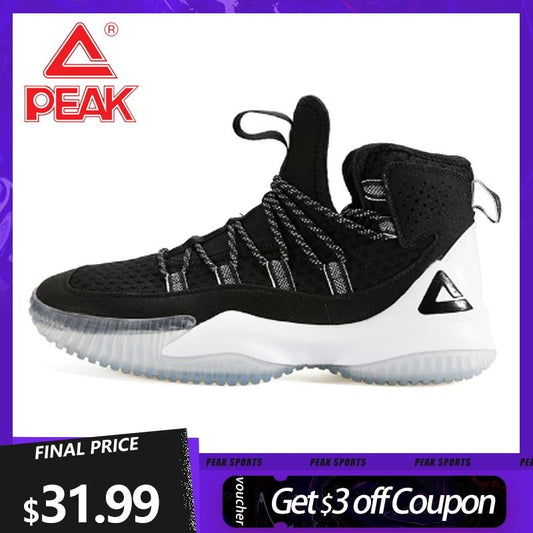 PEAK Men's Basketball Shoes Court Anti-slip Rebound Basketball Sneakers Light Sports Shoes Breathable Lace-up High Top Gym Boots