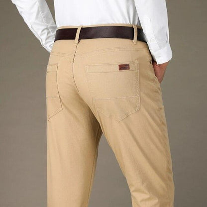 Pants Men Business Straight Cotton Trousers Stretch Man Slim Fit Casual Big Plus Size 42 44 46 Black Khaki Red Blue Pant,7104