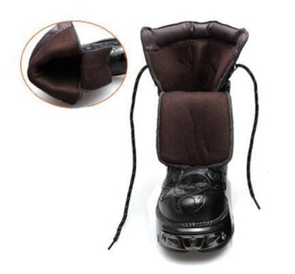 New Gothic Punk Men's Leather boots Motorcycle Boots Platform Rubber Boots Black Warm Mid Calf Military Combat Boots Fashion47
