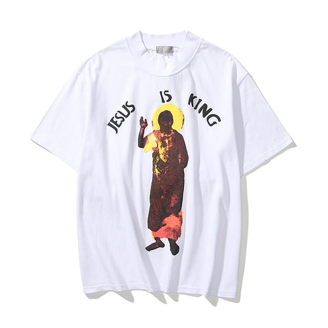 Kanye West Kids See Ghosts Oversize Men T Shirt Tour Commemorative Printed Retro Loose Harajuku Crew Neck Short Sleeve T-shirt