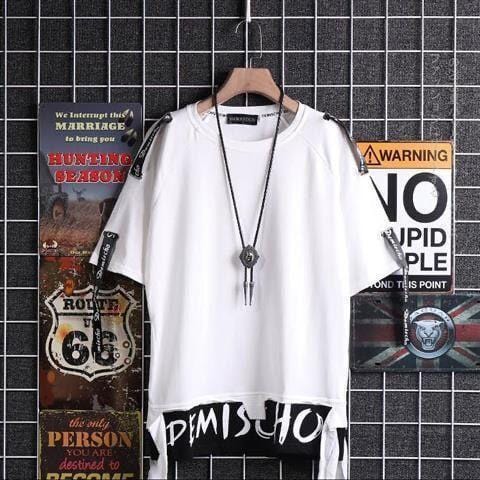 Idopy Korean Fashion Men`s Street Style Lace Punk Gothic Pullover Designer Steampunk Hem Hip Hop Sweatshirts Shirts Tees