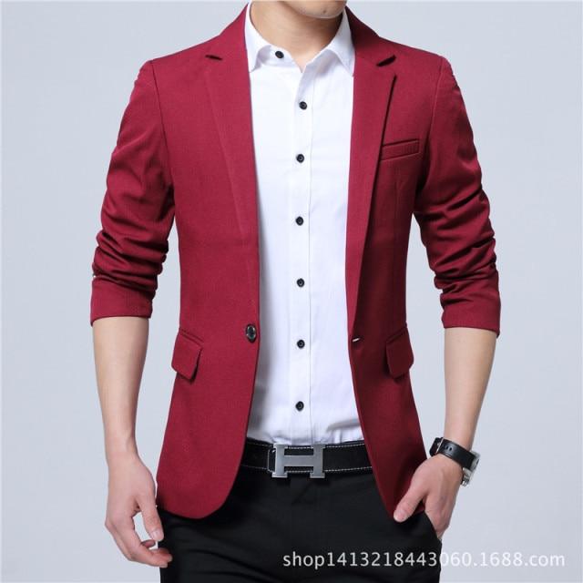 2021 New Fashion Spring and Autumn Casual Men Blazer Cotton Slim England Suit Blaser Masculino Male Jacket Blazer Men Size M-5XL