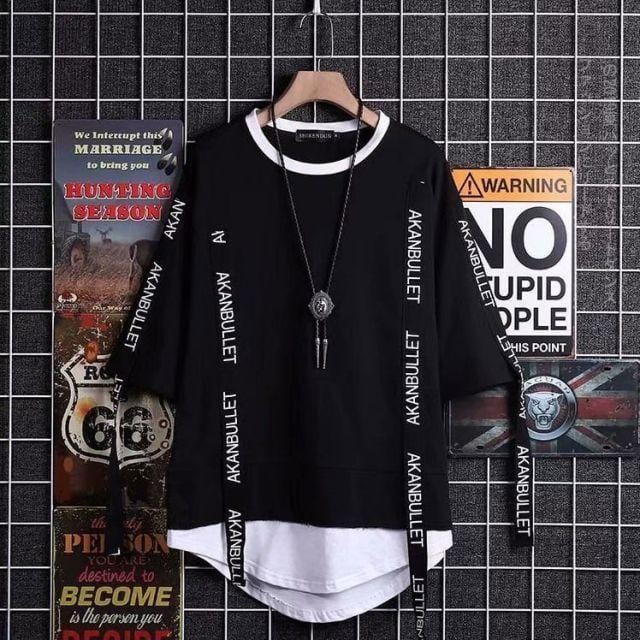 Idopy Korean Fashion Men`s Street Style Lace Punk Gothic Pullover Designer Steampunk Hem Hip Hop Sweatshirts Shirts Tees