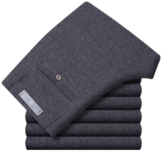 Summer Linen Business Casual Pants For Men Big Size Male Formal Classic Breathable 9 Colors Thin Office Suit Trousers For Mens