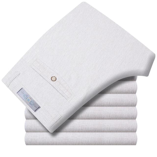 Summer Linen Business Casual Pants For Men Big Size Male Formal Classic Breathable 9 Colors Thin Office Suit Trousers For Mens