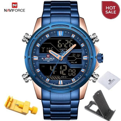 NAVIFORCE Watches for Men Luxury Brand Sport Quartz Wristwatch Waterproof Military Digital Male Clock Steel Relogio Masculino