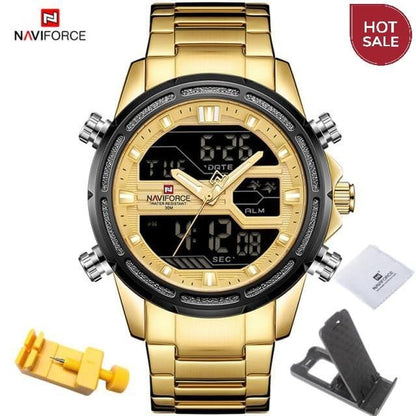 NAVIFORCE Watches for Men Luxury Brand Sport Quartz Wristwatch Waterproof Military Digital Male Clock Steel Relogio Masculino