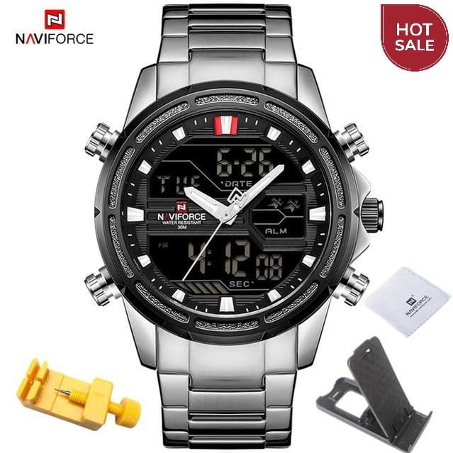 NAVIFORCE Watches for Men Luxury Brand Sport Quartz Wristwatch Waterproof Military Digital Male Clock Steel Relogio Masculino