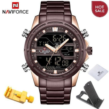 NAVIFORCE Watches for Men Luxury Brand Sport Quartz Wristwatch Waterproof Military Digital Male Clock Steel Relogio Masculino