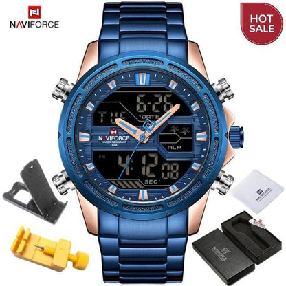 NAVIFORCE Watches for Men Luxury Brand Sport Quartz Wristwatch Waterproof Military Digital Male Clock Steel Relogio Masculino