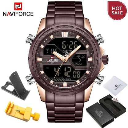 NAVIFORCE Watches for Men Luxury Brand Sport Quartz Wristwatch Waterproof Military Digital Male Clock Steel Relogio Masculino