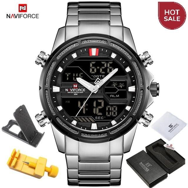 NAVIFORCE Watches for Men Luxury Brand Sport Quartz Wristwatch Waterproof Military Digital Male Clock Steel Relogio Masculino