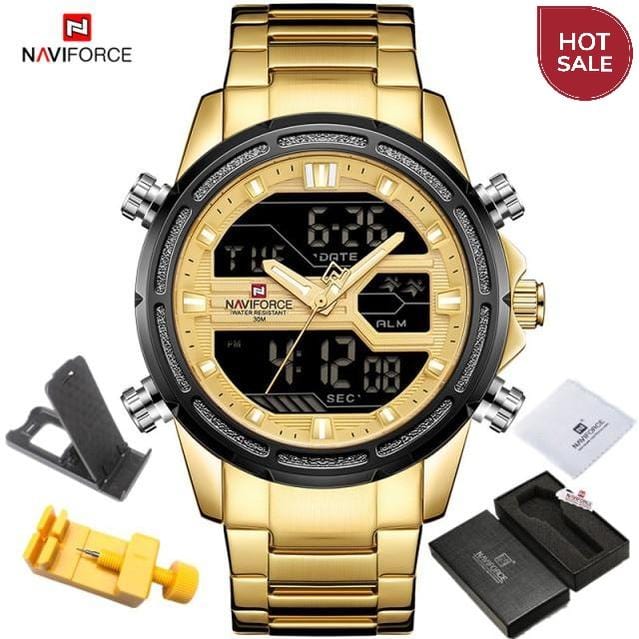 NAVIFORCE Watches for Men Luxury Brand Sport Quartz Wristwatch Waterproof Military Digital Male Clock Steel Relogio Masculino