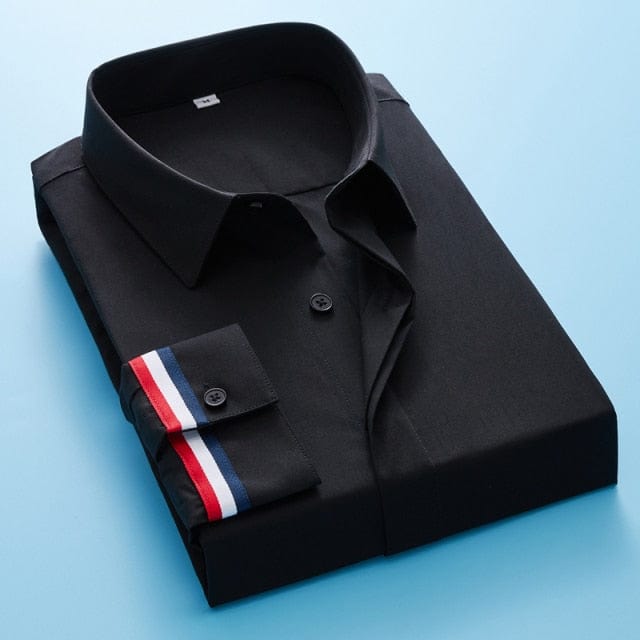Men's Clothing Classic white black shirts korean clothes Shirt Covered Placket Formal Business Standard-fit Long Sleeve Shirts