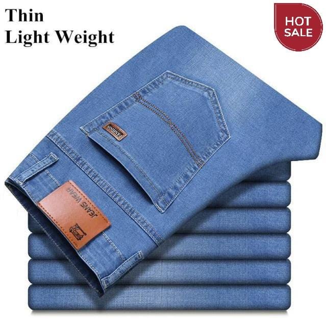 SULEE Brand 2021 New Men's Slim Elastic Jeans Fashion Business Classic Style Jeans Denim Pants Trousers Male