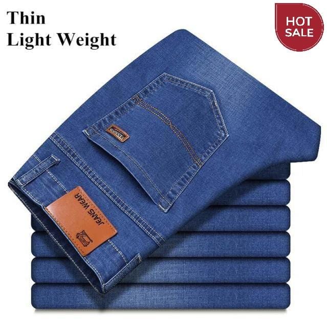 SULEE Brand 2021 New Men's Slim Elastic Jeans Fashion Business Classic Style Jeans Denim Pants Trousers Male