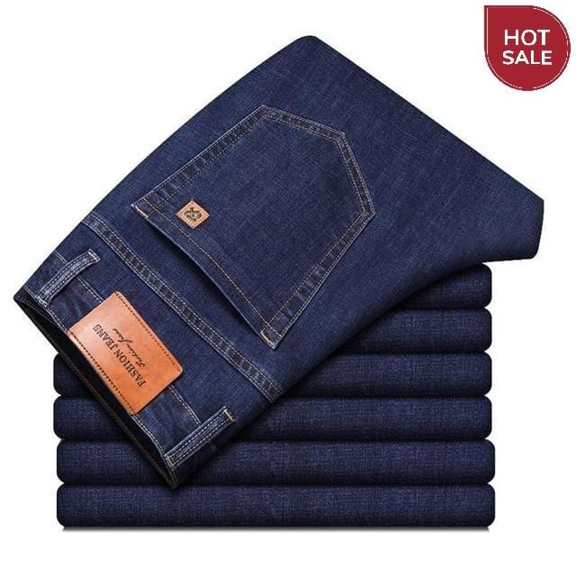 SULEE Brand 2021 New Men's Slim Elastic Jeans Fashion Business Classic Style Jeans Denim Pants Trousers Male