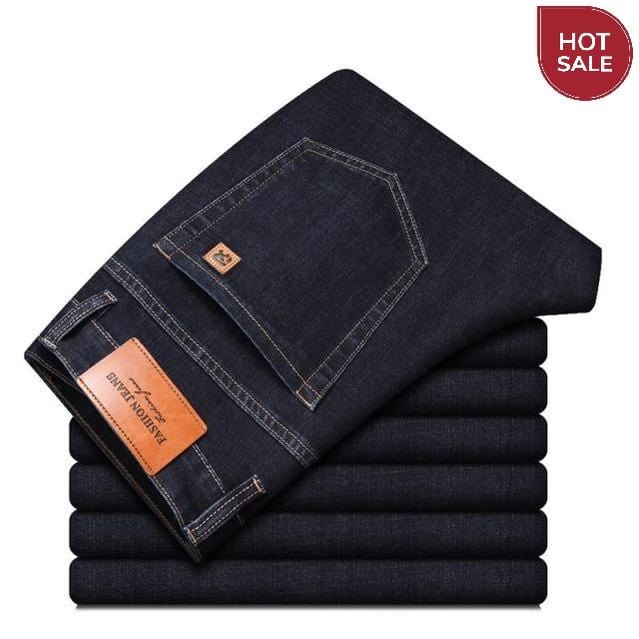 SULEE Brand 2021 New Men's Slim Elastic Jeans Fashion Business Classic Style Jeans Denim Pants Trousers Male