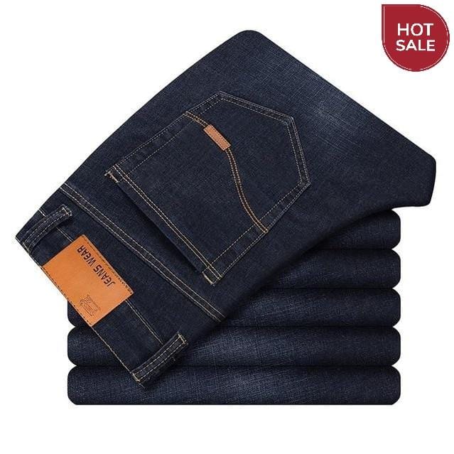 SULEE Brand 2021 New Men's Slim Elastic Jeans Fashion Business Classic Style Jeans Denim Pants Trousers Male