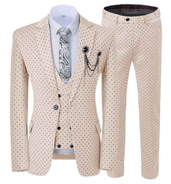 Mens suits Wave point Three Pieces Men Dress Suits Casual Commuter office business suits For Wedding(Blazer+Vest+Pants)