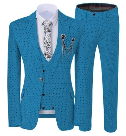 Mens suits Wave point Three Pieces Men Dress Suits Casual Commuter office business suits For Wedding(Blazer+Vest+Pants)