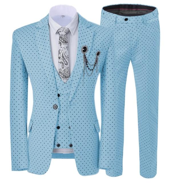 Mens suits Wave point Three Pieces Men Dress Suits Casual Commuter office business suits For Wedding(Blazer+Vest+Pants)