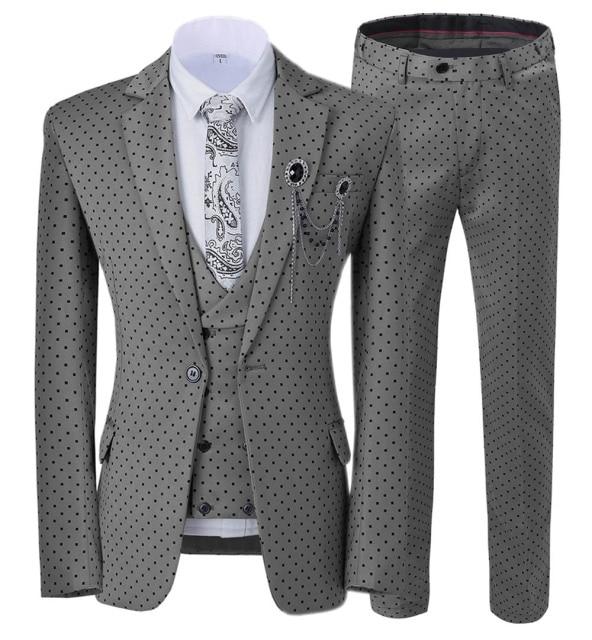 Mens suits Wave point Three Pieces Men Dress Suits Casual Commuter office business suits For Wedding(Blazer+Vest+Pants)