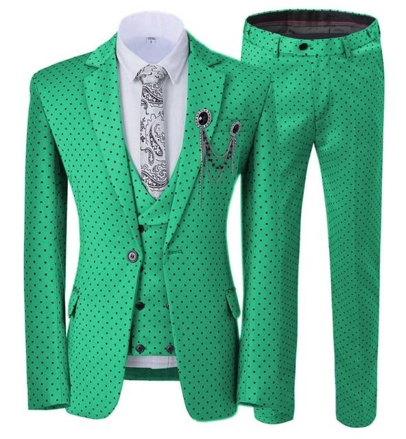 Mens suits Wave point Three Pieces Men Dress Suits Casual Commuter office business suits For Wedding(Blazer+Vest+Pants)