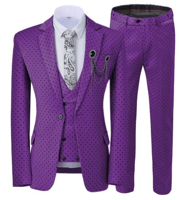 Mens suits Wave point Three Pieces Men Dress Suits Casual Commuter office business suits For Wedding(Blazer+Vest+Pants)