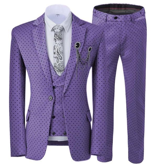 Mens suits Wave point Three Pieces Men Dress Suits Casual Commuter office business suits For Wedding(Blazer+Vest+Pants)