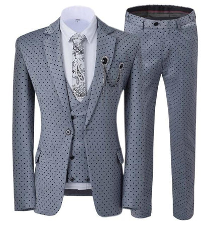 Mens suits Wave point Three Pieces Men Dress Suits Casual Commuter office business suits For Wedding(Blazer+Vest+Pants)