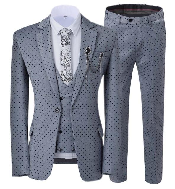 Mens suits Wave point Three Pieces Men Dress Suits Casual Commuter office business suits For Wedding(Blazer+Vest+Pants)