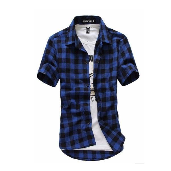 Red And Black Plaid Shirt Men Shirts 2021 New Summer Fashion Chemise Homme Mens Checkered Shirts Short Sleeve Shirt Men Blouse