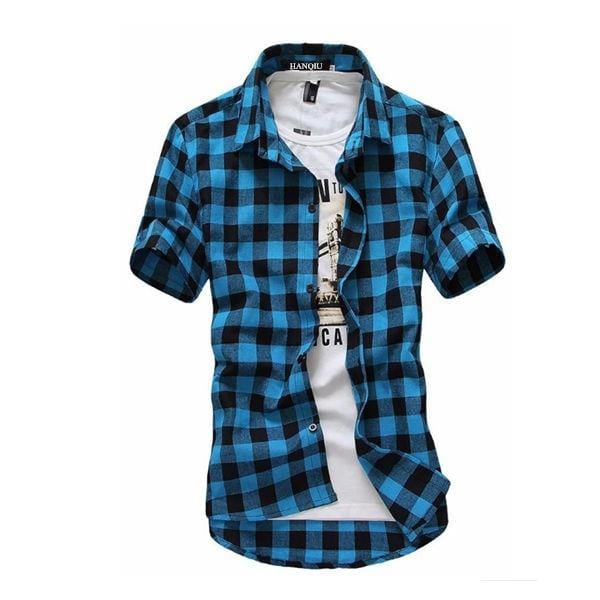 Red And Black Plaid Shirt Men Shirts 2021 New Summer Fashion Chemise Homme Mens Checkered Shirts Short Sleeve Shirt Men Blouse