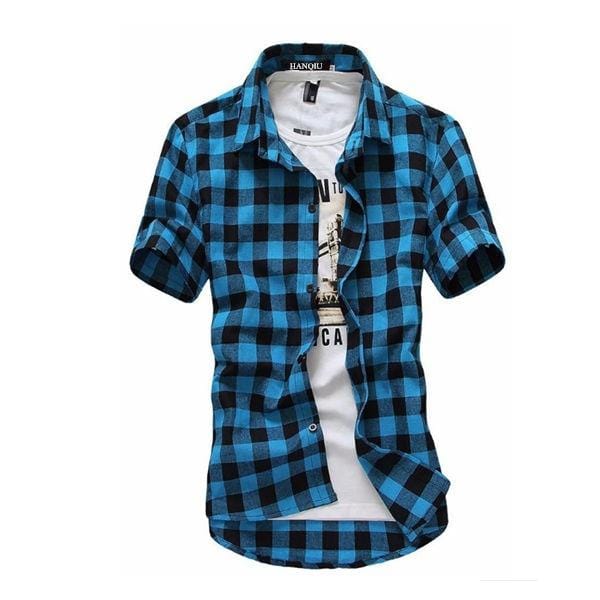 Red And Black Plaid Shirt Men Shirts 2021 New Summer Fashion Chemise Homme Mens Checkered Shirts Short Sleeve Shirt Men Blouse