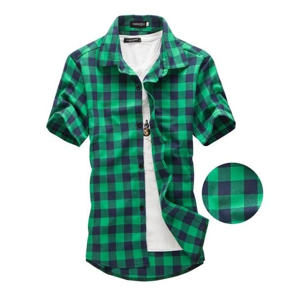 Red And Black Plaid Shirt Men Shirts 2021 New Summer Fashion Chemise Homme Mens Checkered Shirts Short Sleeve Shirt Men Blouse