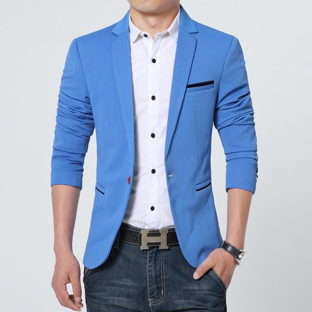 Spring Autumn Luxury Men Blazer 2021 Casual Business Cotton Slim Fit Suit jacket Male Plus Size M-5XL Blazer Masculino