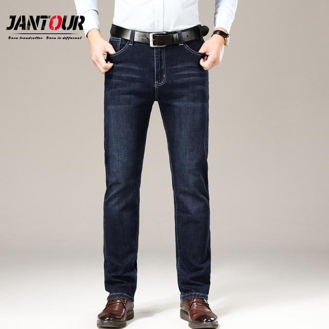 Men's Jeans Cotton Brand Business Casual Fashion Stretch Straight Work Classic Style Pants Trousers Male Big Size 28-40 42 44 46