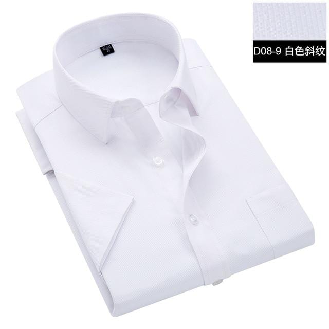 Summer S~8xl men's striped short sleeve dress shirt square collar non-iron regular fit anti-wrinkle pocket male social shirt